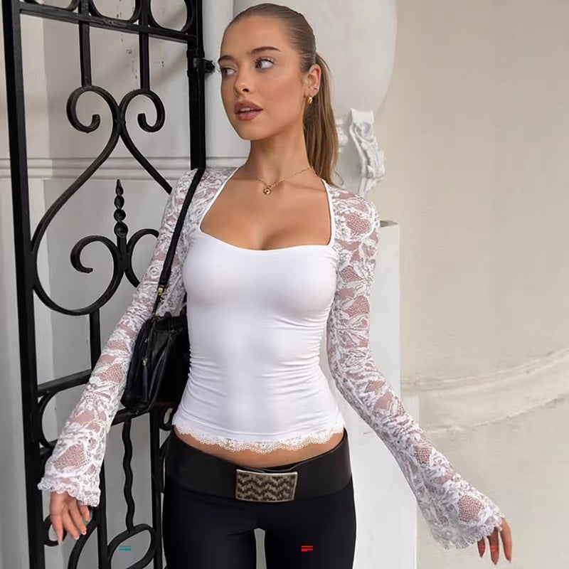 Lace Sleeve Sculpting Top