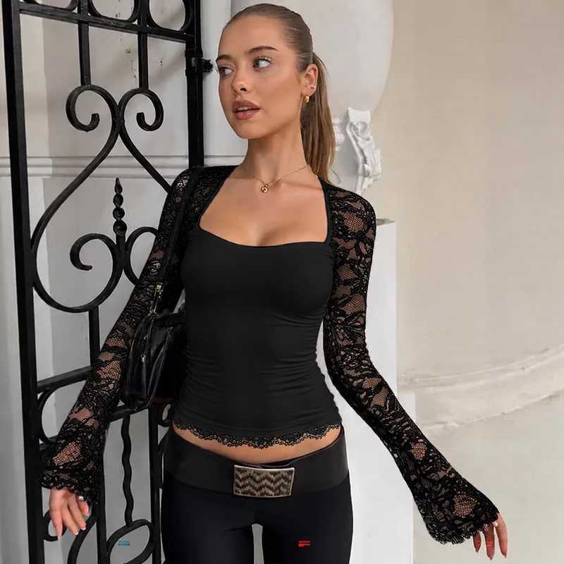 Lace Sleeve Sculpting Top