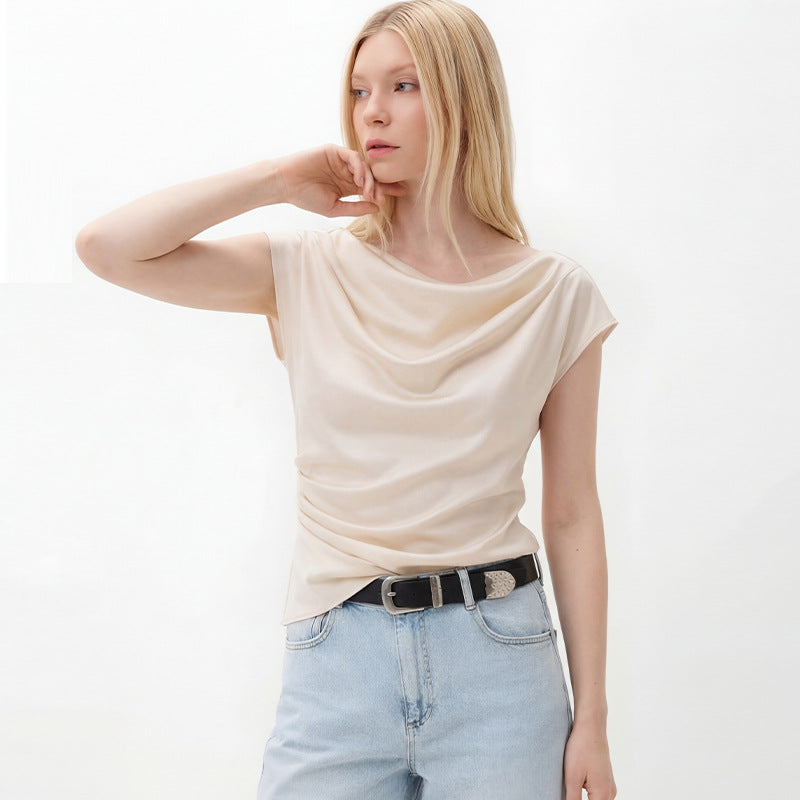 Elegant Draped Satin Blouse