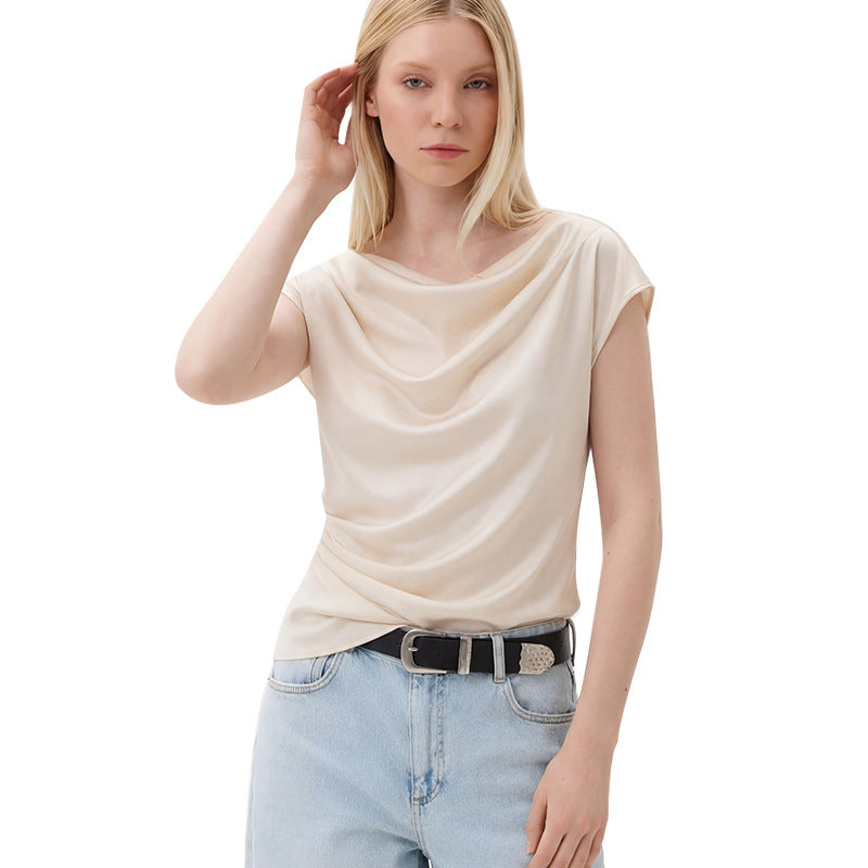Elegant Draped Satin Blouse