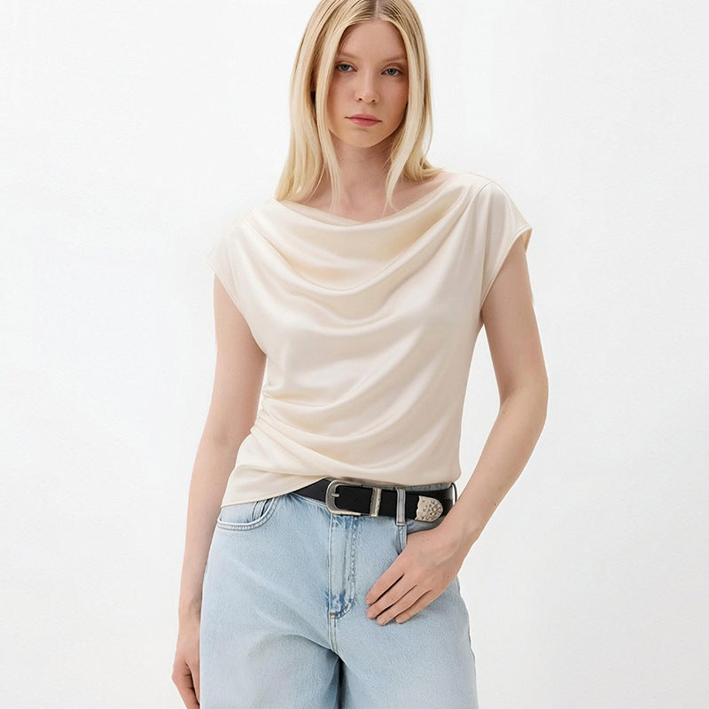 Elegant Draped Satin Blouse