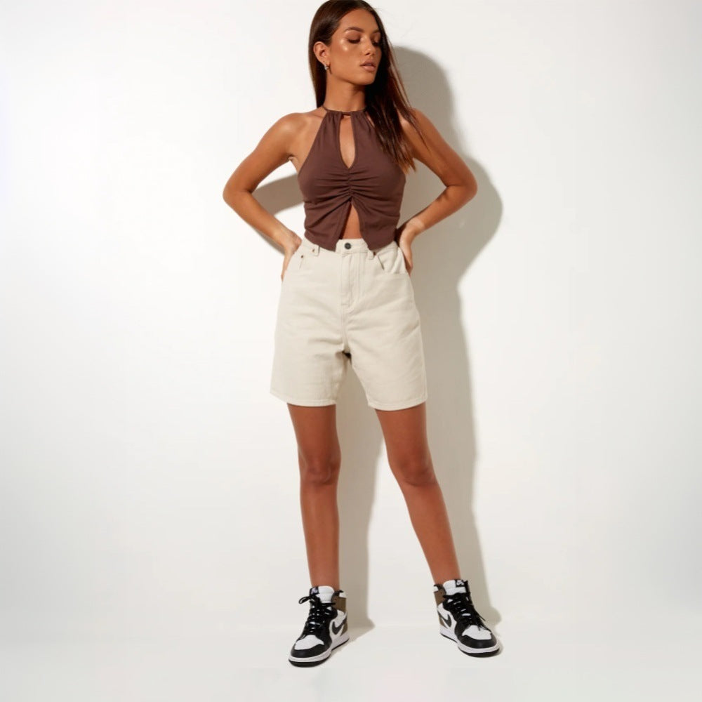 Elegant Open-Front Halter Top